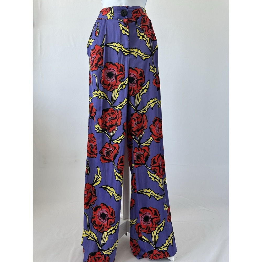 NWT! Sfera Collection Fluid Wide Leg Purple Floral Pants, Sz: L (b41)